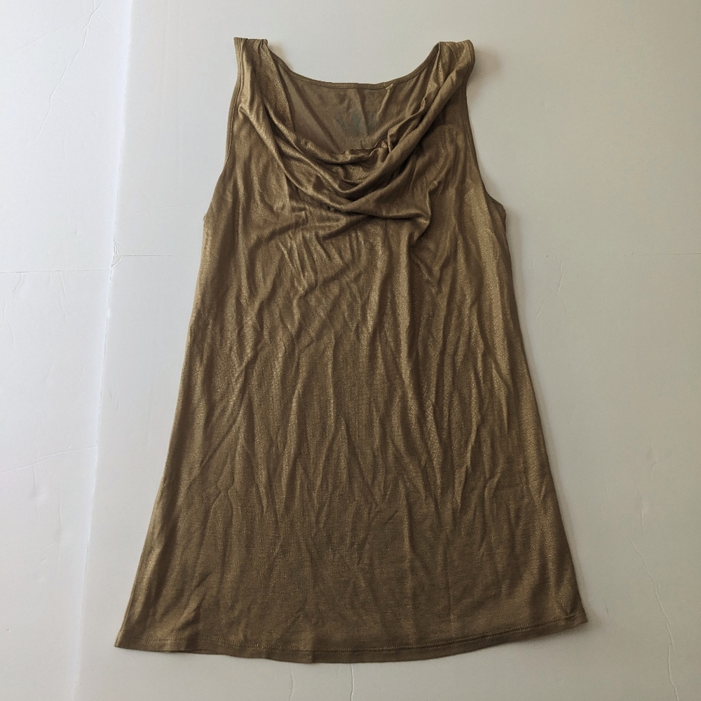 Gold Color Shell Blouse, Cowl Neck -- Love Happiness